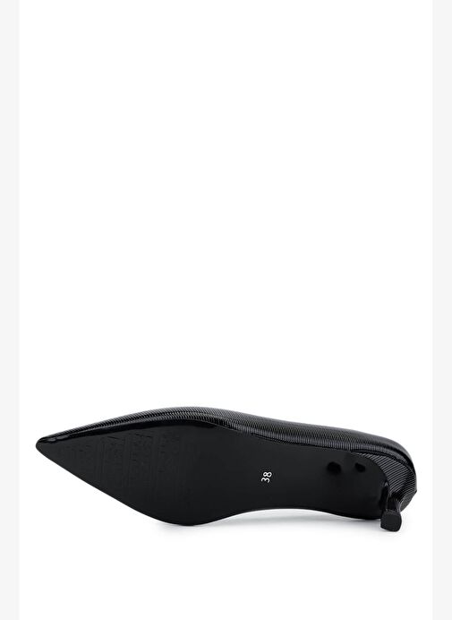 Tamer Tanca Kadın Suni Deri Siyah Topuklu Ayakkabı - Görsel 5