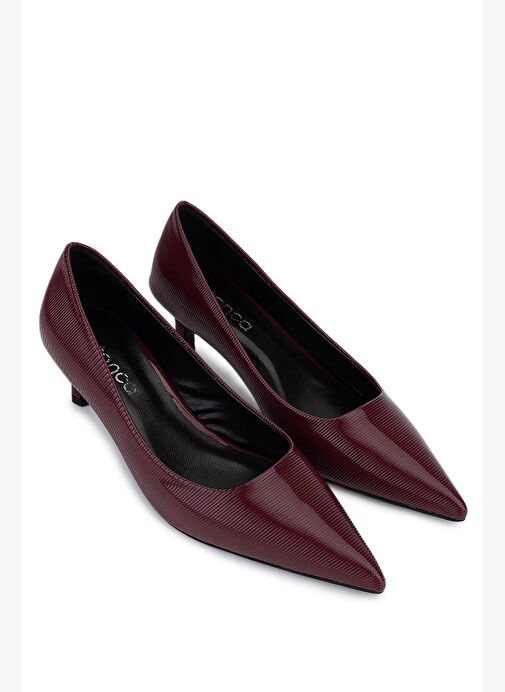 Tamer Tanca Kadın Suni Deri Bordo Topuklu Ayakkabı - Görsel 3