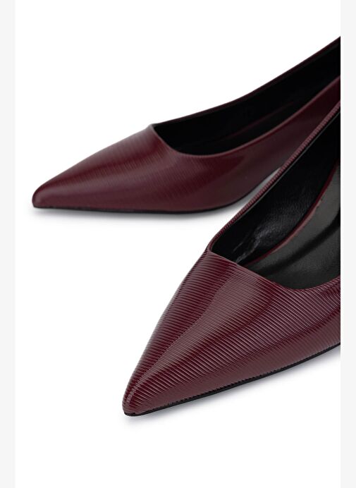 Tamer Tanca Kadın Suni Deri Bordo Topuklu Ayakkabı - Görsel 4