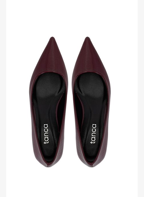 Tamer Tanca Kadın Suni Deri Bordo Topuklu Ayakkabı - Görsel 6