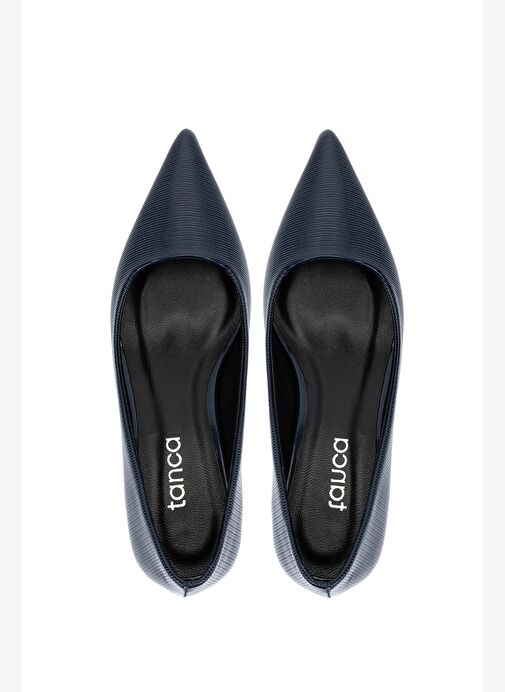 Tamer Tanca Kadın Suni Deri Lacivert Topuklu Ayakkabı - Görsel 6