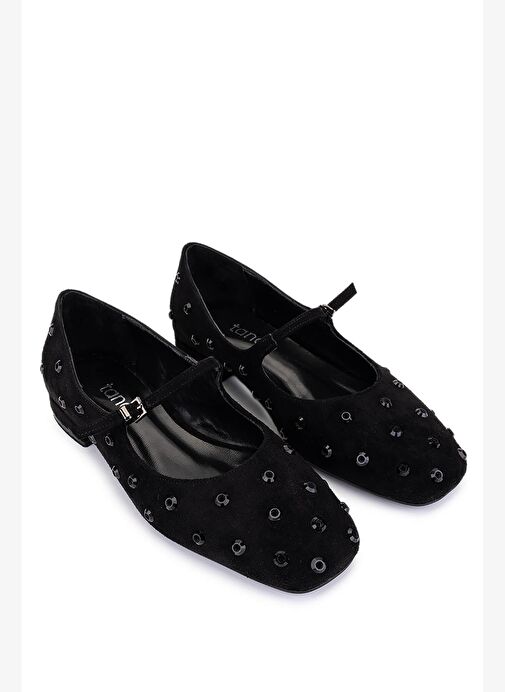 Tamer Tanca Kadın Hakiki Deri Siyah Babet Ayakkabı - Görsel 3