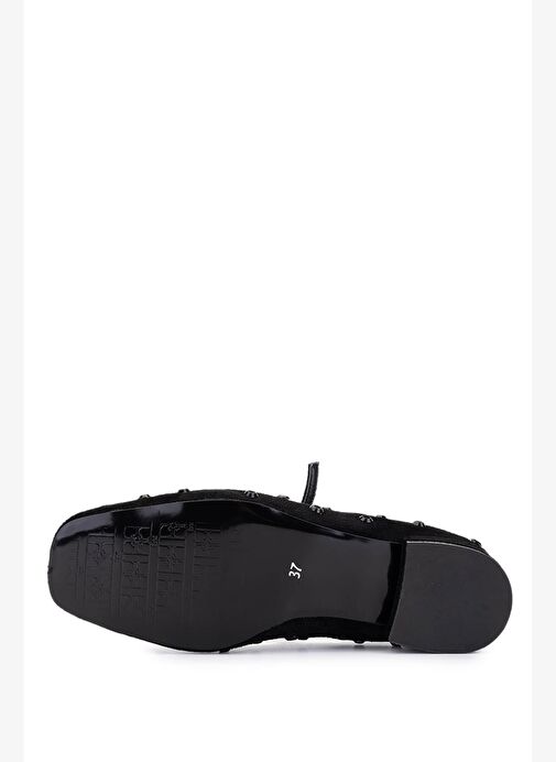 Tamer Tanca Kadın Hakiki Deri Siyah Babet Ayakkabı - Görsel 5