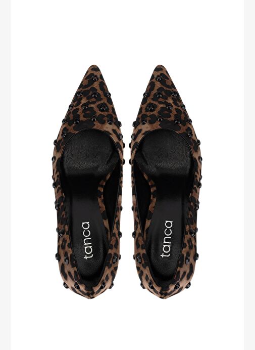 Tamer Tanca Kadın Saten Leopar Topuklu Ayakkabı - Görsel 6