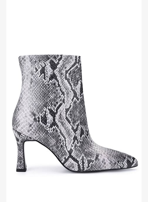 Tamer Tanca Kadın Siyah Yılan Desen Topuklu Bot - Görsel 2
