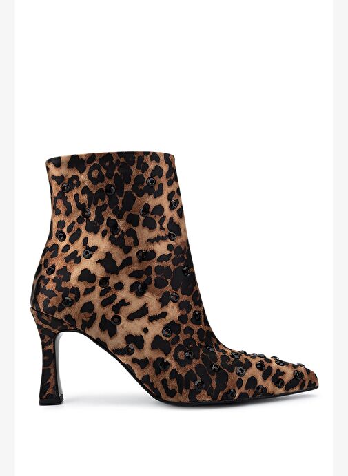 Tamer Tanca Kadın Saten Leopar Topuklu Bot - Görsel 2