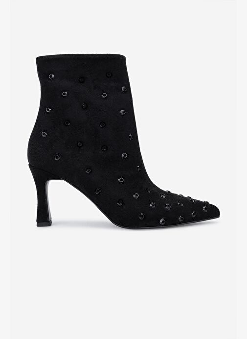 Valmenti Kadın Siyah Kadife Topuklu Bot - Görsel 2