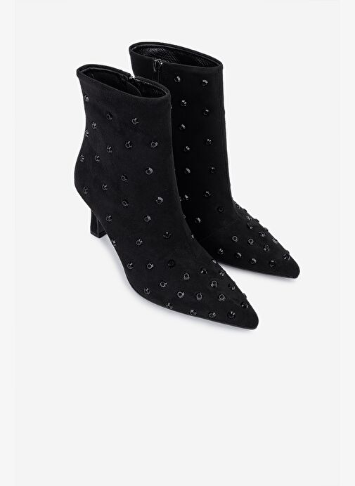 Valmenti Kadın Siyah Kadife Topuklu Bot - Görsel 3