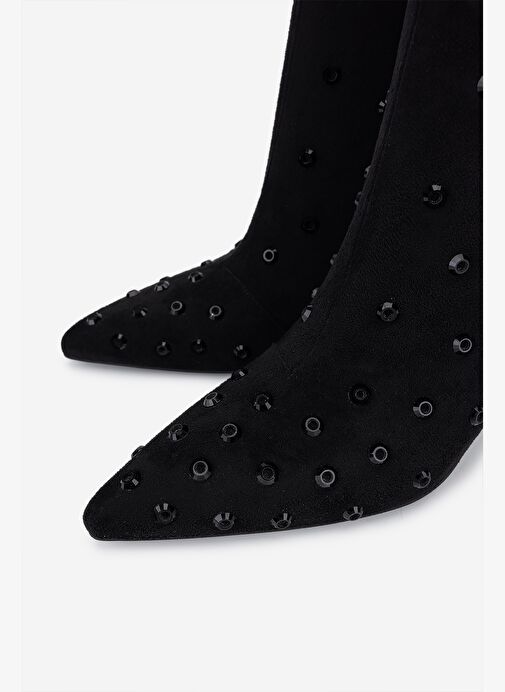 Valmenti Kadın Siyah Kadife Topuklu Bot - Görsel 4