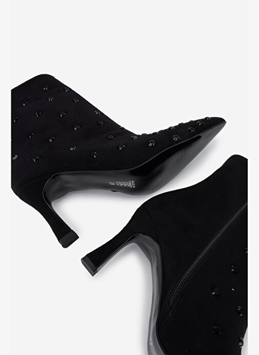 Valmenti Kadın Siyah Kadife Topuklu Bot - Görsel 5