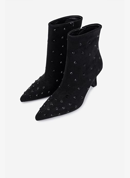 Valmenti Kadın Siyah Kadife Topuklu Bot - Görsel 6