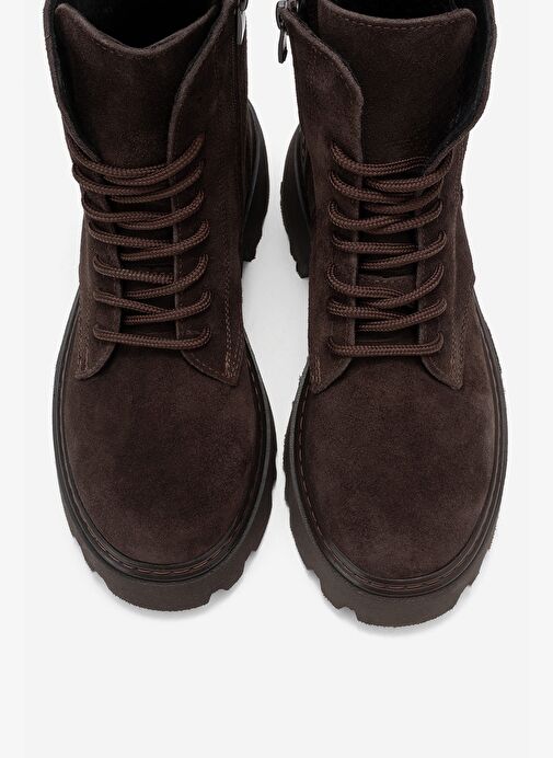 LORETA Kahverengi Süet Hakiki Deri Kadın Postal Bot - Görsel 3