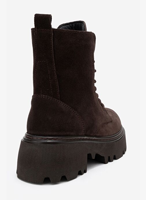 LORETA Kahverengi Süet Hakiki Deri Kadın Postal Bot - Görsel 6