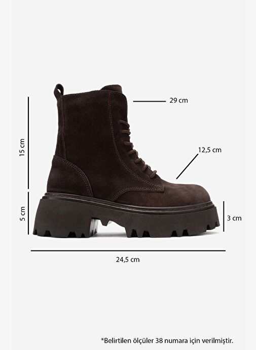 LORETA Kahverengi Süet Hakiki Deri Kadın Postal Bot - Görsel 7
