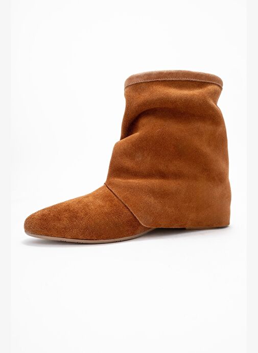NOAR Taba Süet Hakiki Deri Büzgülü Fermuarlı Kadın Bot - Görsel 5