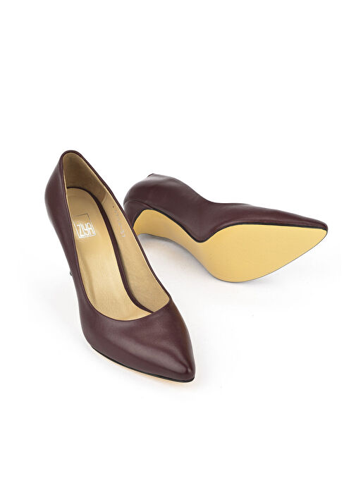Ziya Bordo Kadın Deri Topuklu Ayakkabı 1231003 4292_400 - Görsel 3