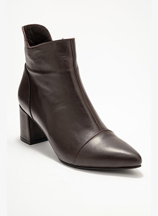 GAEL Kahverengi Cilt Hakiki Deri Kadın Kalın Topuklu Bot - Görsel 4