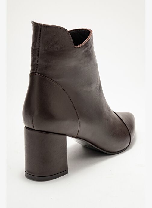 GAEL Kahverengi Cilt Hakiki Deri Kadın Kalın Topuklu Bot - Görsel 6