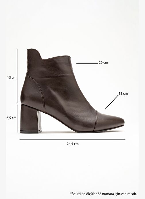 GAEL Kahverengi Cilt Hakiki Deri Kadın Kalın Topuklu Bot - Görsel 7