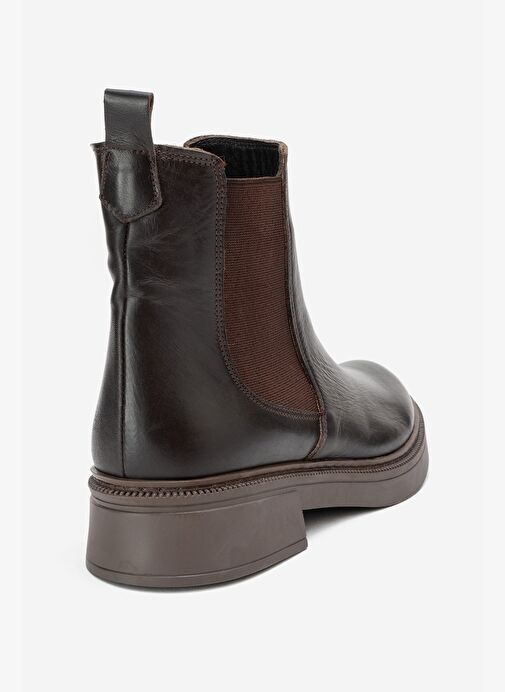 ORLISS Kahverengi Cilt Lastikli Hakiki Deri Kadın Chelsea Bot - Görsel 6