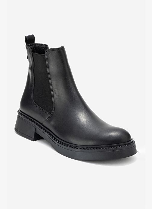 ORLISS Siyah Cilt Lastikli Hakiki Deri Kadın Chelsea Bot - Görsel 4