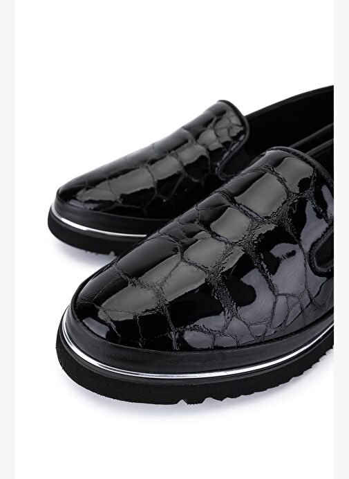 Tamer Tanca Kadın Hakiki Deri Siyah Comfort Ayakkabı - Görsel 4