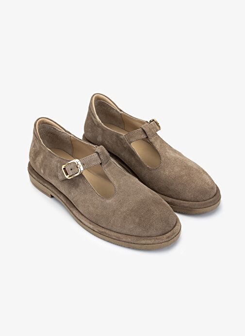 Valmenti Kadın Hakiki Deri Bej Süet Casual Ayakkabı - Görsel 3