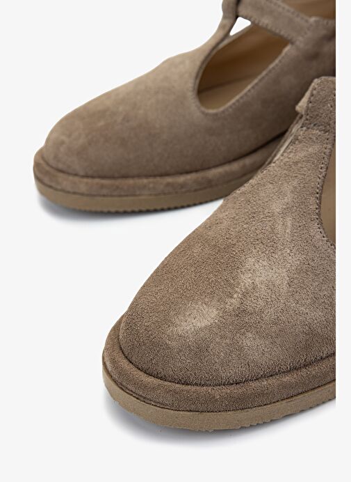 Valmenti Kadın Hakiki Deri Bej Süet Casual Ayakkabı - Görsel 4