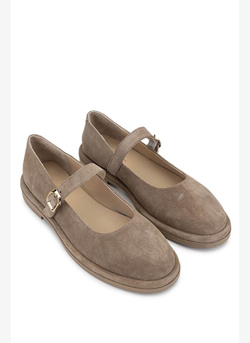 Tamer Tanca Kadın Hakiki Deri Bej Süet Casual Ayakkabı - Görsel 3