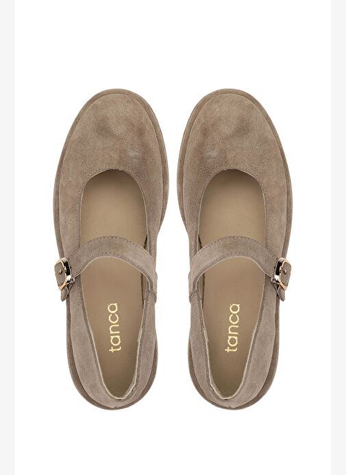 Tamer Tanca Kadın Hakiki Deri Bej Süet Casual Ayakkabı - Görsel 6