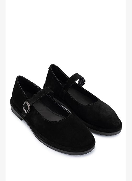 Tamer Tanca Kadın Hakiki Deri Siyah Süet Casual Ayakkabı - Görsel 3