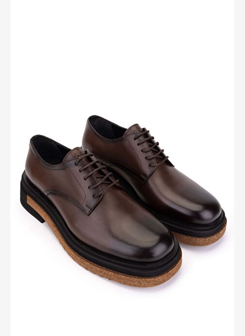 Tamer Tanca Erkek Hakiki Deri Kahverengi Klasik Ayakkabı - Görsel 3