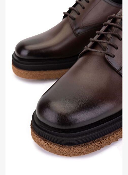 Tamer Tanca Erkek Hakiki Deri Kahverengi Klasik Ayakkabı - Görsel 5