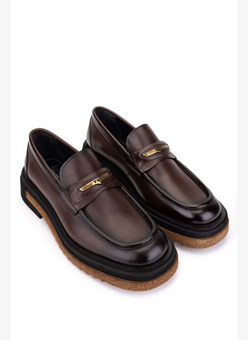 Tamer Tanca Erkek Hakiki Deri Kahverengi Loafer Ayakkabı - Görsel 3