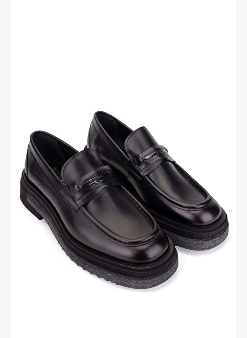 Tamer Tanca Erkek Hakiki Deri Siyah Loafer Ayakkabı - Görsel 3