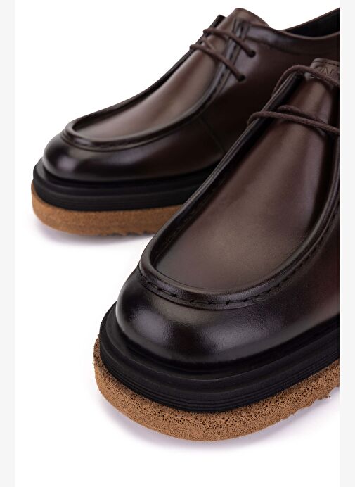 Tamer Tanca Erkek Hakiki Deri Kahverengi Casual Ayakkabı - Görsel 4