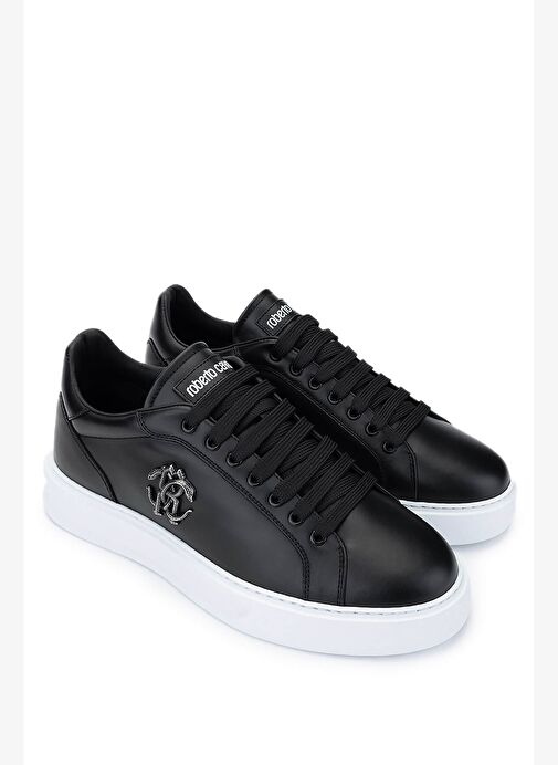 Roberto Cavalli Erkek Hakiki Deri Siyah Sneakers & Spor Ayakkabı - Görsel 3