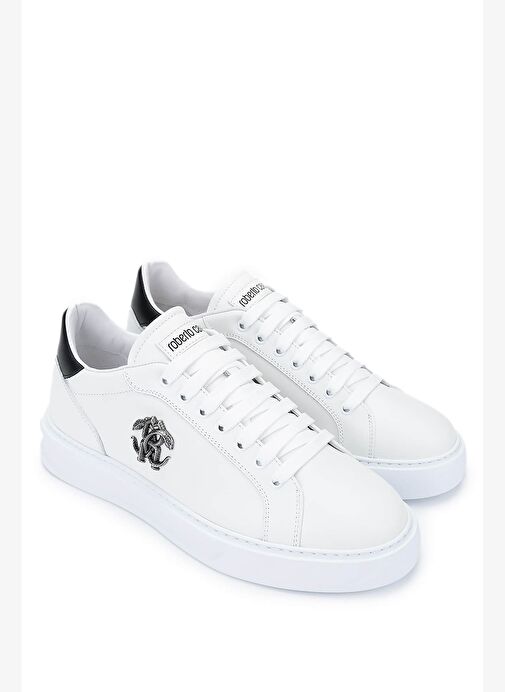 Roberto Cavalli Erkek Hakiki Deri Beyaz Sneakers & Spor Ayakkabı - Görsel 3
