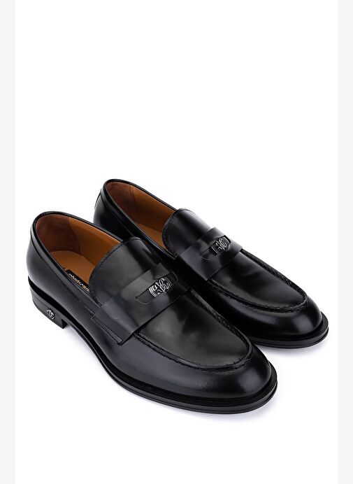 Roberto Cavalli Erkek Hakiki Deri Siyah Loafer Ayakkabı - Görsel 3