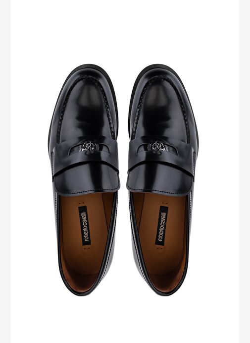 Roberto Cavalli Erkek Hakiki Deri Siyah Loafer Ayakkabı - Görsel 6