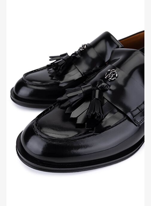 Roberto Cavalli Erkek Hakiki Deri Siyah Loafer Ayakkabı - Görsel 4