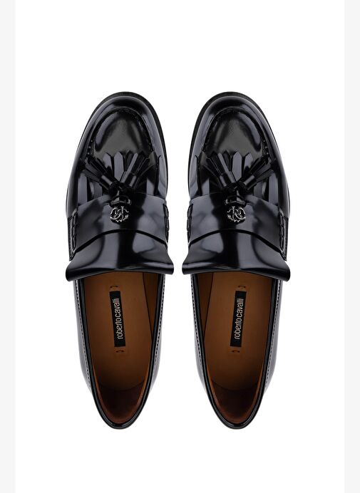 Roberto Cavalli Erkek Hakiki Deri Siyah Loafer Ayakkabı - Görsel 6