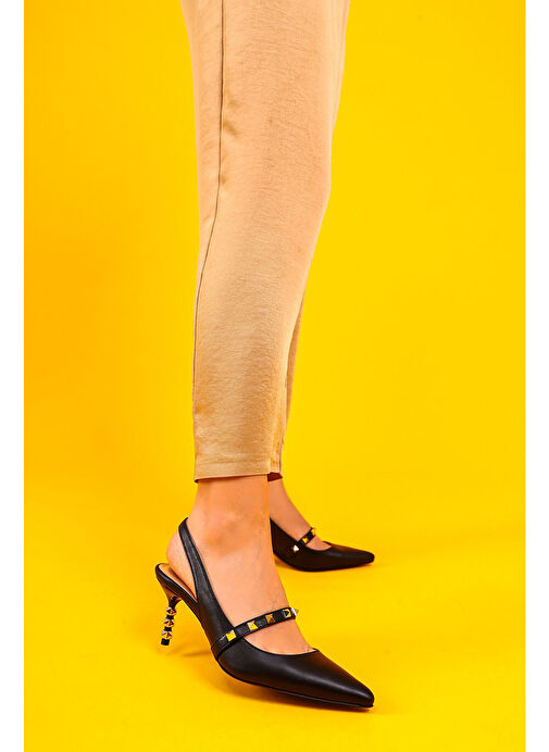 Vina Gerçek Deri Kadın Topuklu Sandalet Siyah - Görsel 2