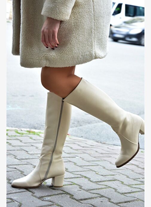 Krem Günlük Kadın Çizme A654252709 - Görsel 5