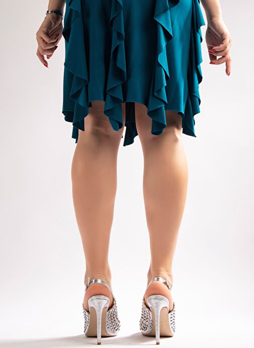 Sakura Kadın Abiye Topuklu Sandalet Gümüş - Görsel 3