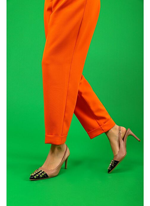 Verna Gerçek Deri Kadın Topuklu Sandalet Pudra - Görsel 3