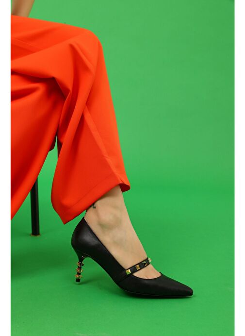 Veruca Gerçek Deri Kadın Topuklu Ayakkabı Siyah - Görsel 3