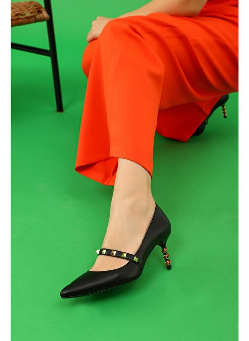 Veruca Gerçek Deri Kadın Topuklu Ayakkabı Siyah - Görsel 4