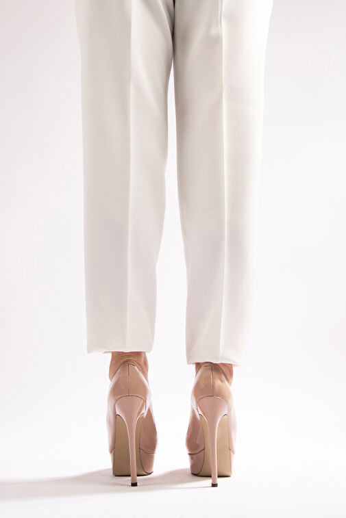 Lavita Kadın Platform Topuklu Abiye Ayakkabı Nude Rugan - Görsel 5