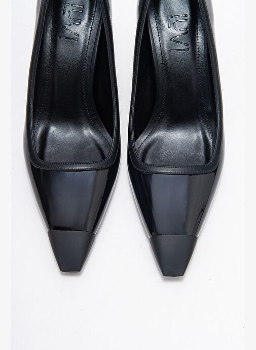 RONA Siyah Rugan Mat Burunlu Kadın Topuklu Ayakkabı - Görsel 3